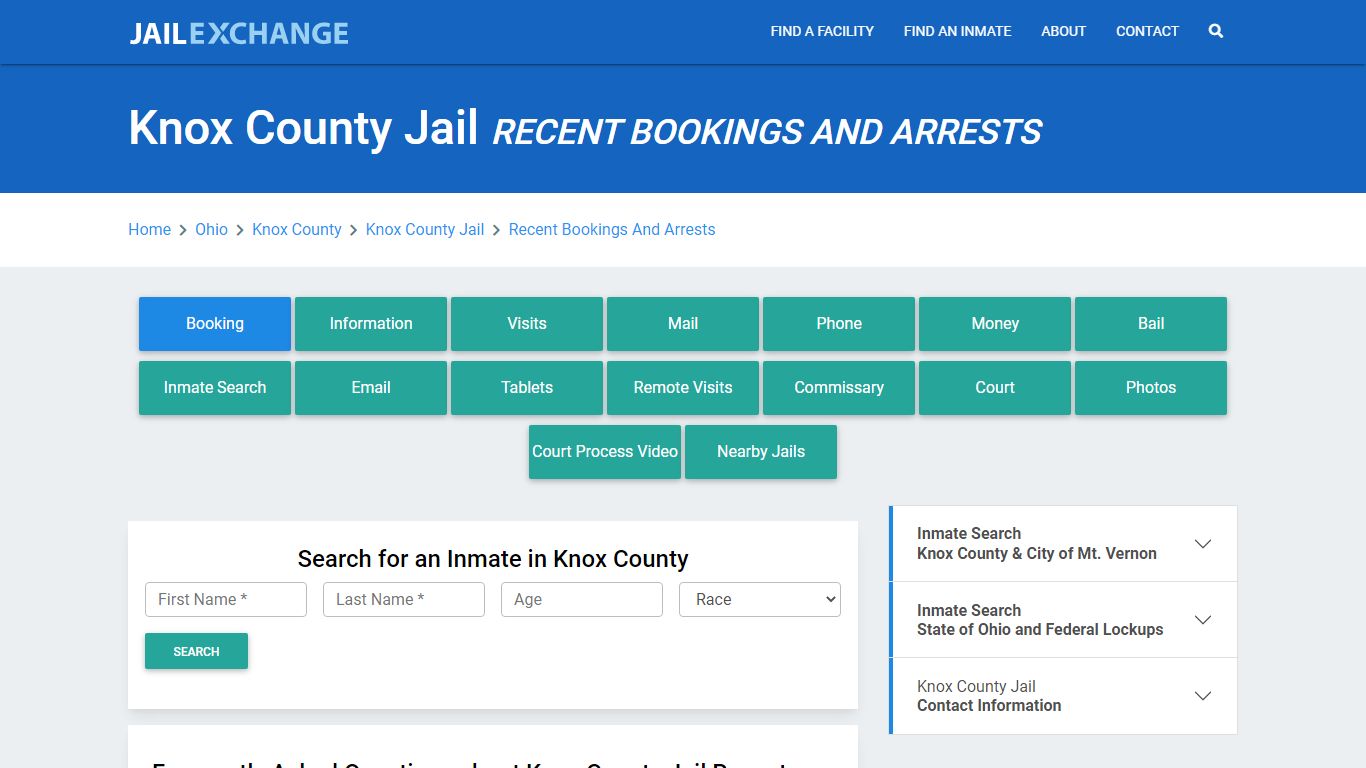 Knox County Jail Recent Bookings And Arrests - Jail Exchange